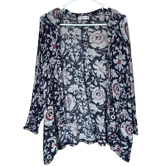 Abercrombie & Fitch Open Front Cardigan Sweater Lightweight Knit Floral One Size - Picture 1 of 11